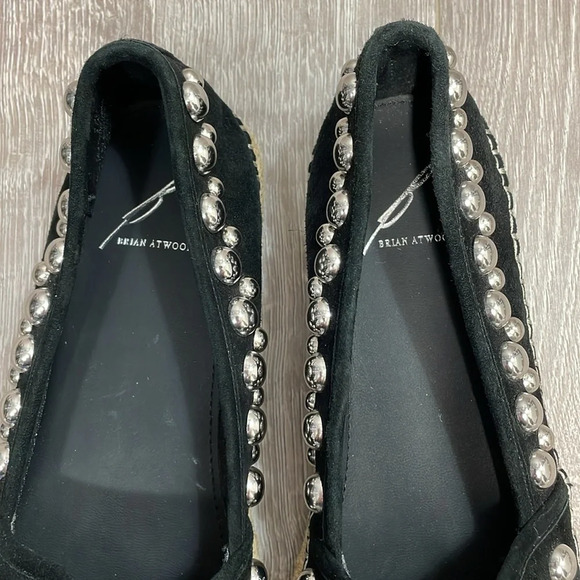 NWOT B Brian Atwood Studded Eli Black Suede Leather Espadrille Flats 8.5 - Picture 5 of 14